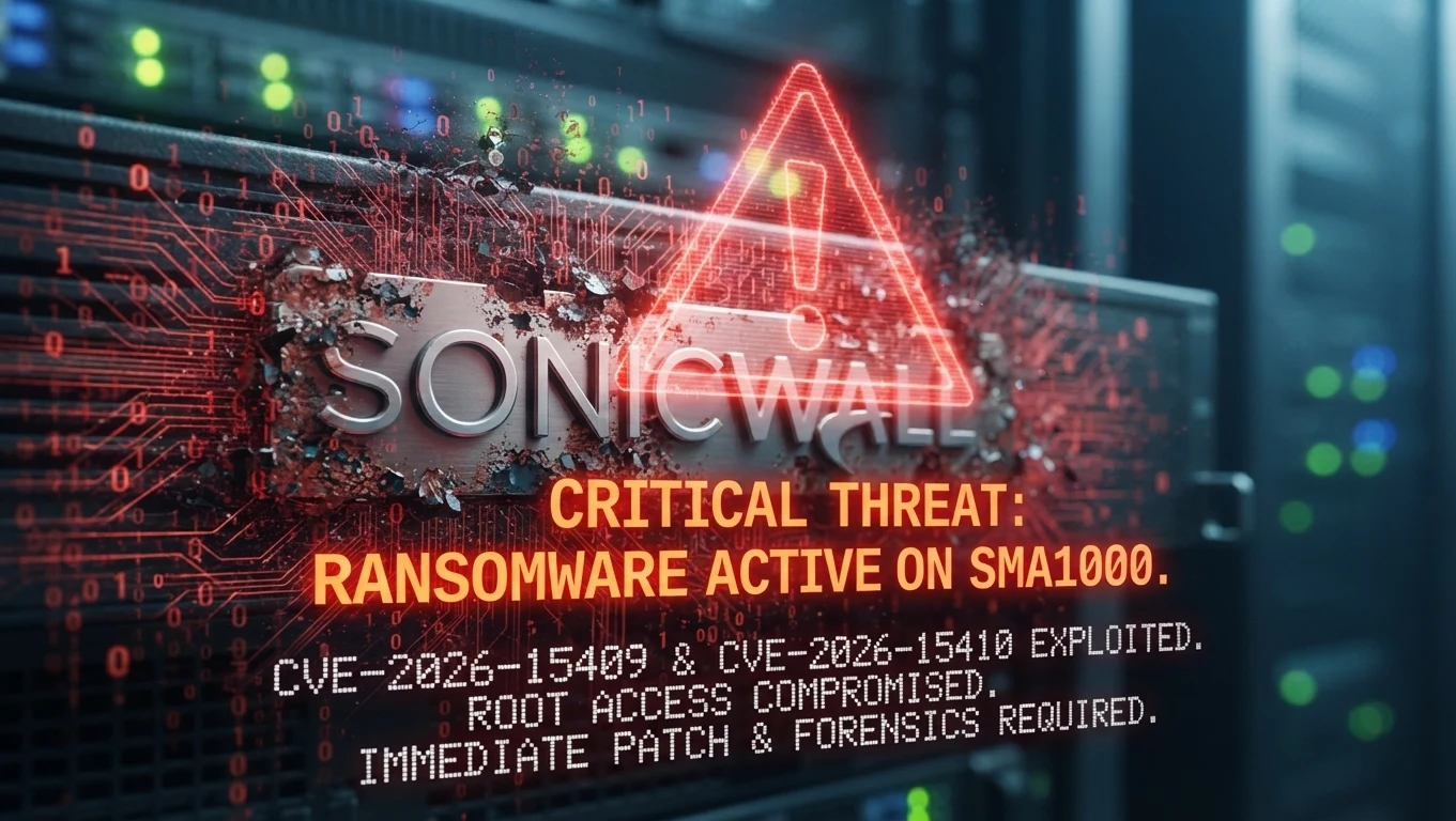Cover image for Urgent Security Alert: Active Exploitation of SonicWall SMA1000 Vulnerabilities Threatens Enterprise Infrastructures