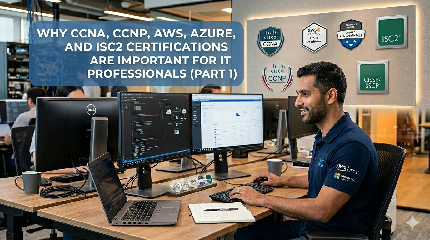 Cover image for Why CCNA, CCNP, AWS, Azure, and ISC2 Certifications Are Important for IT Professionals (Part 1)